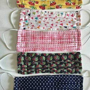 Lot of 5 Cotton Face Masks Washable Reusable